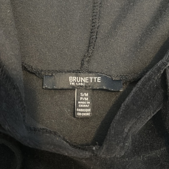Brunette The Label BLONDE Embroidered Velour Velvet Hoodie in Black Small/Medium - Picture 5 of 5